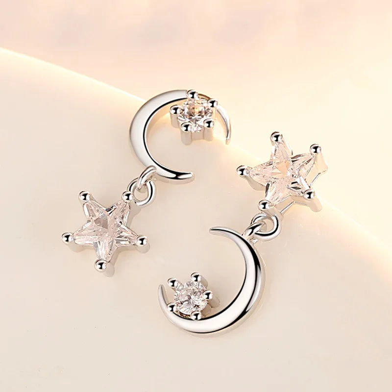 Star Moon Asymmetric Earrings