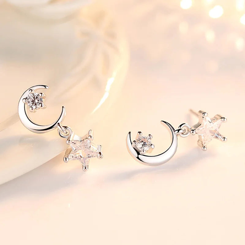 Star Moon Asymmetric Earrings