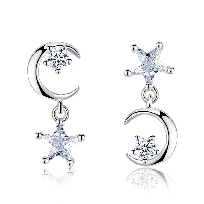 Star Moon Asymmetric Earrings