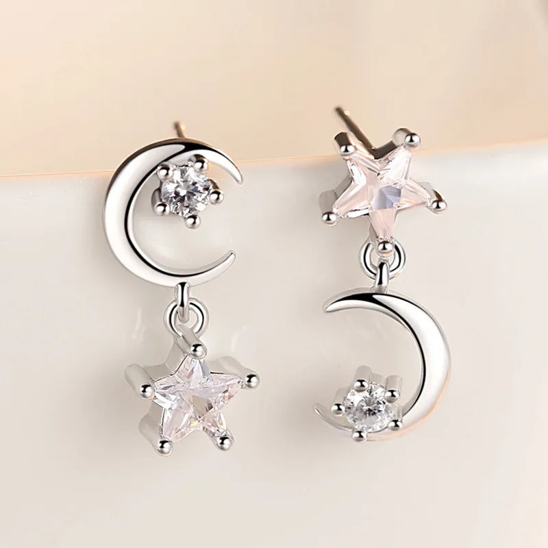 Star Moon Asymmetric Earrings