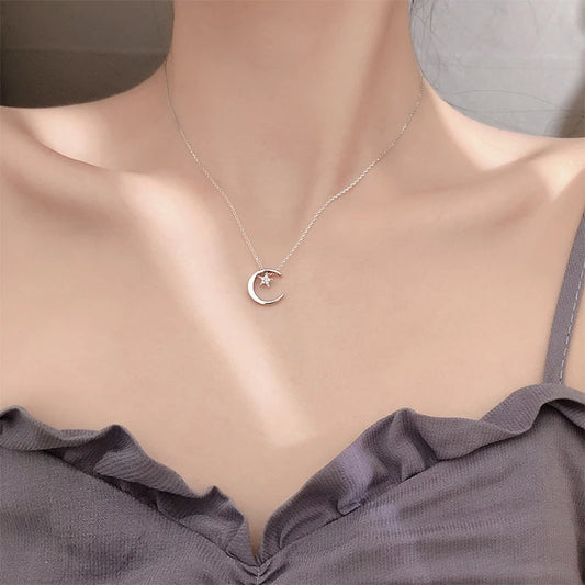 Crescent Moon and Star Necklace