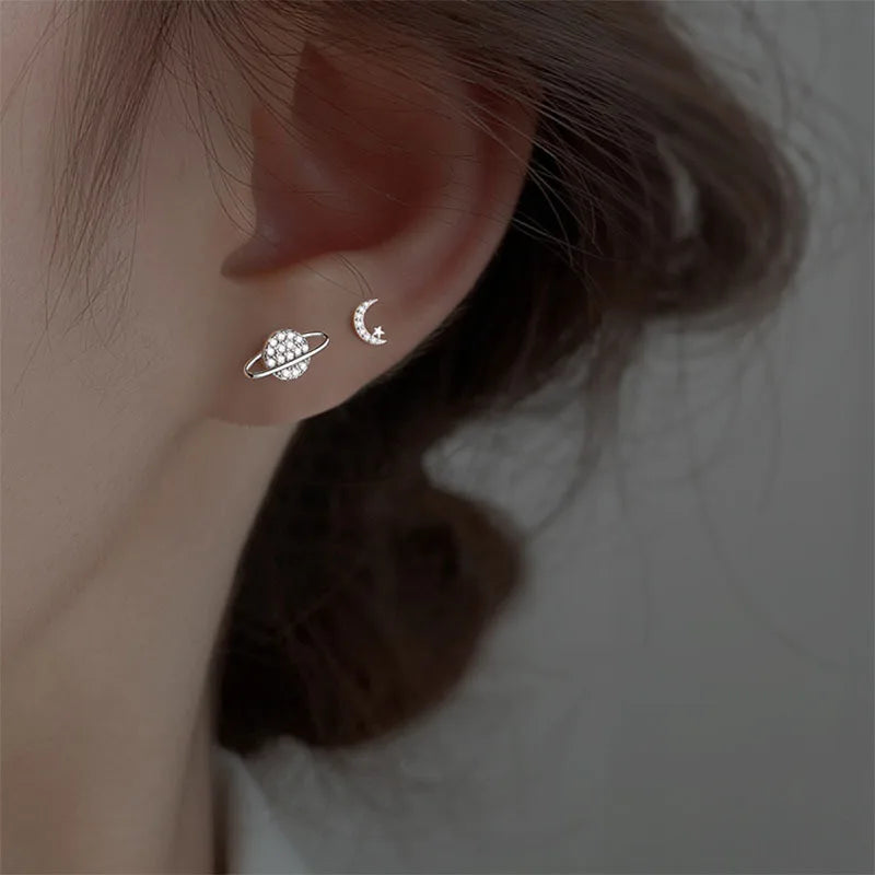 Star and Moon Stud Earrings