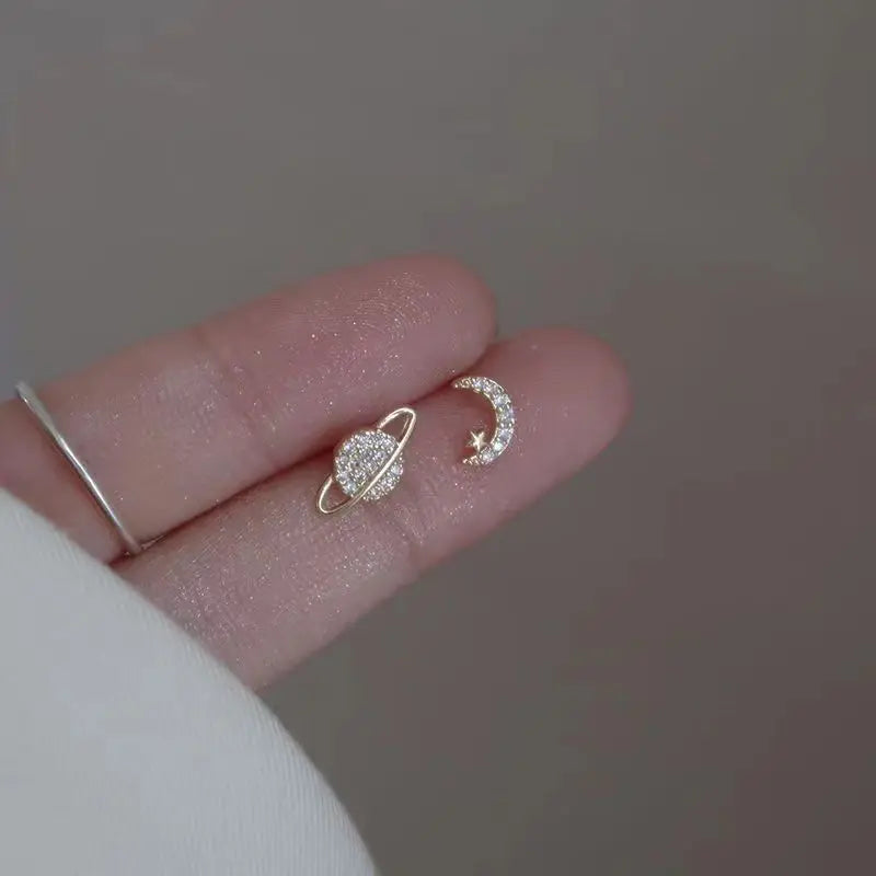 Star and Moon Stud Earrings