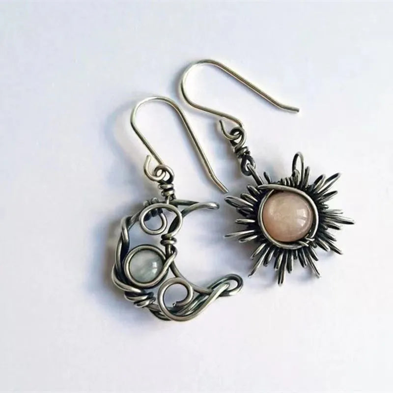 Sun And Moon Asymmetrical Earrings