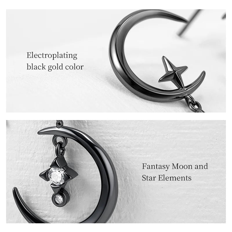 Dark Moon Asymmetrical Earrings