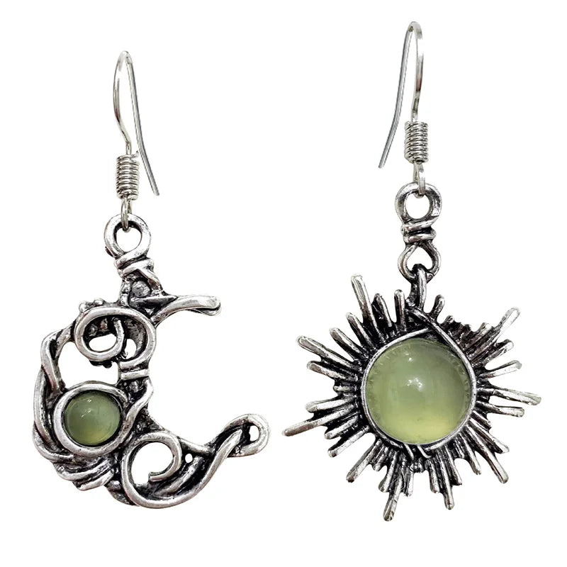 Sun And Moon Asymmetrical Earrings