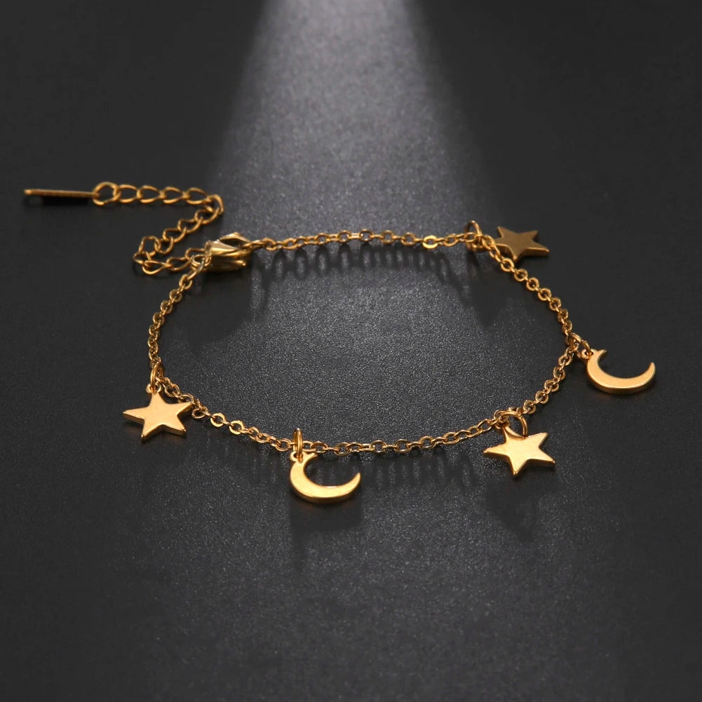 Moon and Star Anklet