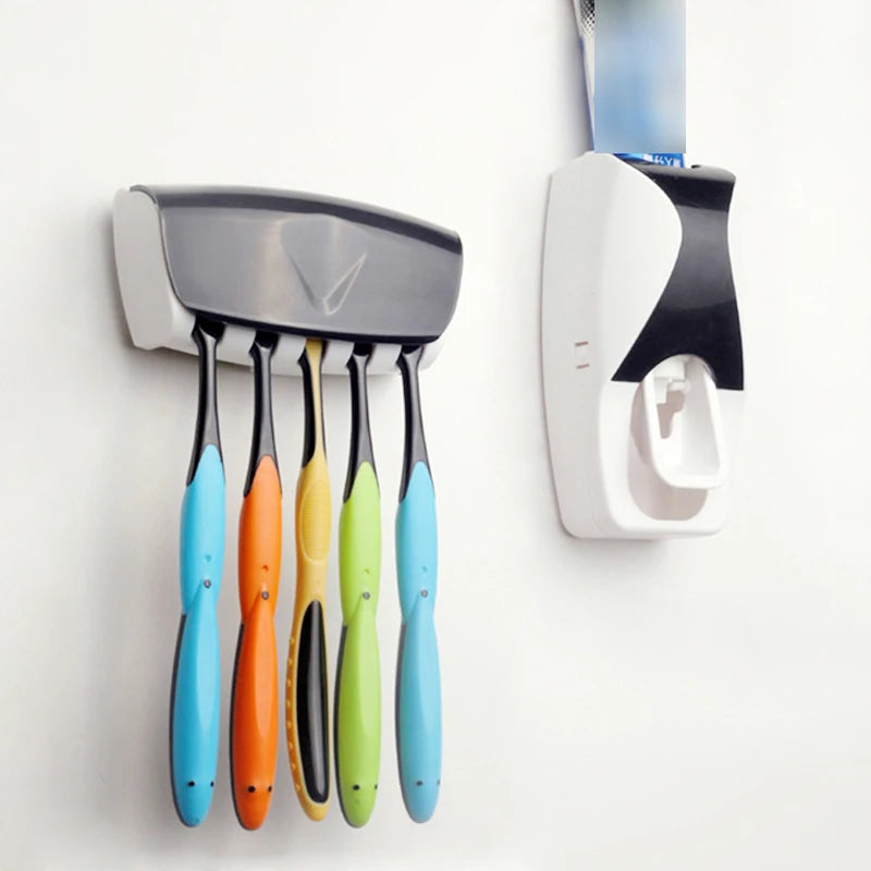 Automatic Toothpaste Dispenser and Toothbrush Holder