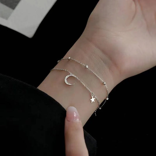 Double Layer Star and Moon Bracelet