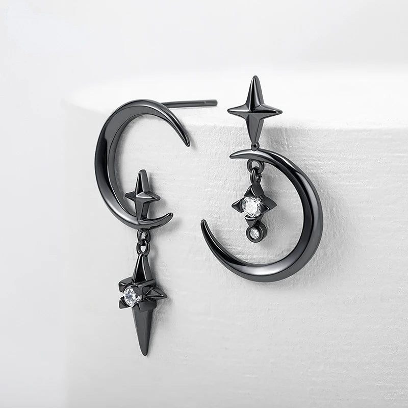 Dark Moon Asymmetrical Earrings