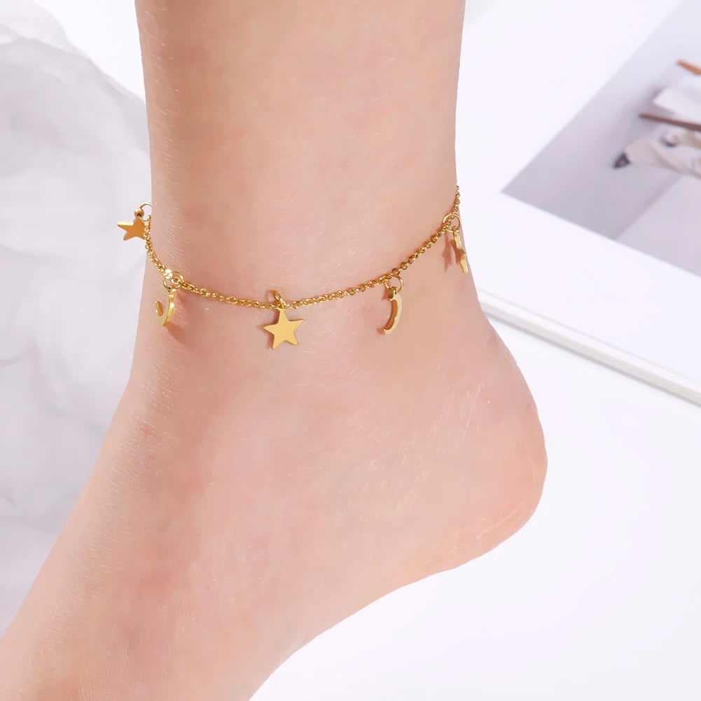 Moon and Star Anklet